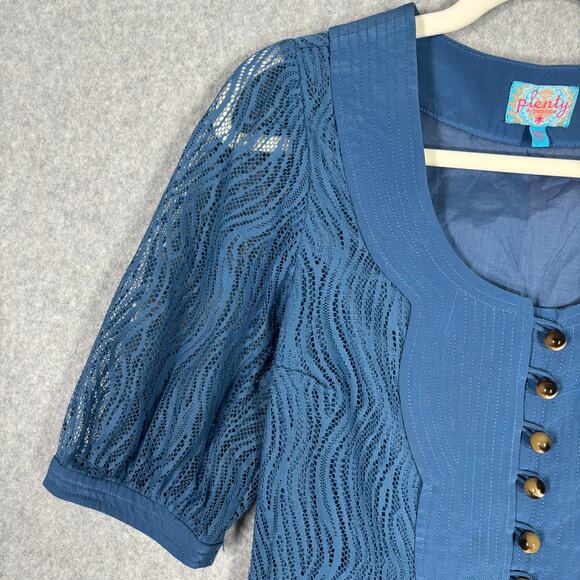 Plenty‎ Anthropologie Dress 2 Silk Lace Sheer Puff Twee Quirky Feminine Mod 50s - Picture 6 of 13